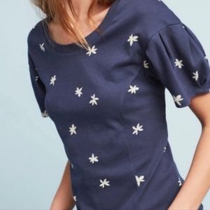Anthropologie Postmark Navy Jasmine Floral Top